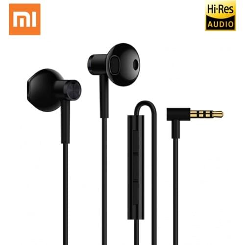 Newest Original Xiaomi Mi Dual Units Half In-Ear Earphones 3.5MM Wire Control Xiaomi Earphones for Mi A1 Redmi 5 Plus Smartphone