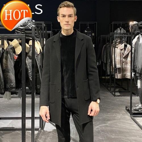 2021mens new spring and autumn coat double face denim windbreaker business wool coat