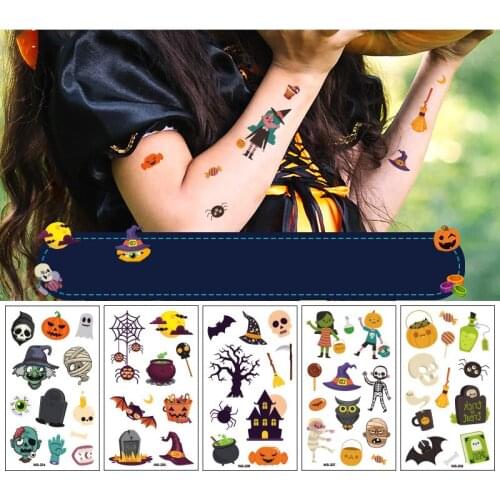 Tattoo Stickers Disposable Stickers Variety of Patterns Childrens Favorite Halloween Stickers Funny Cartoon Fun Kids