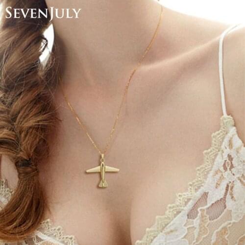 Simple Metal Airplane Pendant Necklace Women Clavicle Chain Fashion Jewelry Accessory