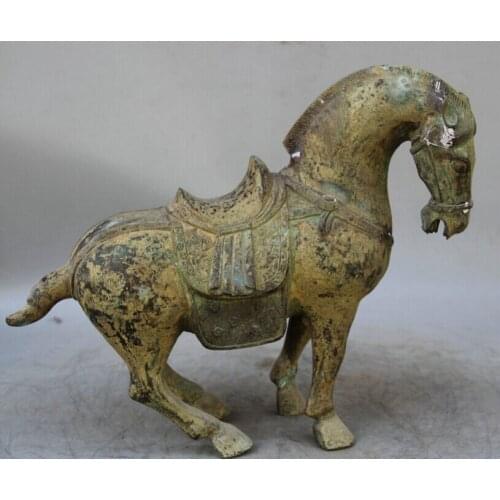 Song voge gem S1667 13" Chinese Bronze Folk success animal Zodiac Year Tang Horse Statue sculpture