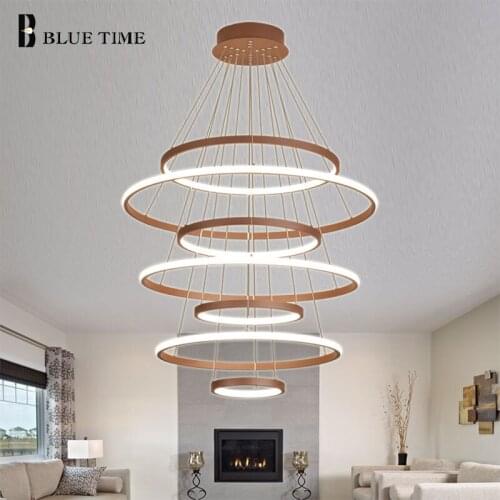 Modern Led Chandelier For Living room Dining Room Office Hotel Hanging Lamp Circle Chandelier Indoor Lighting 7Ring 6Ring 5Ring