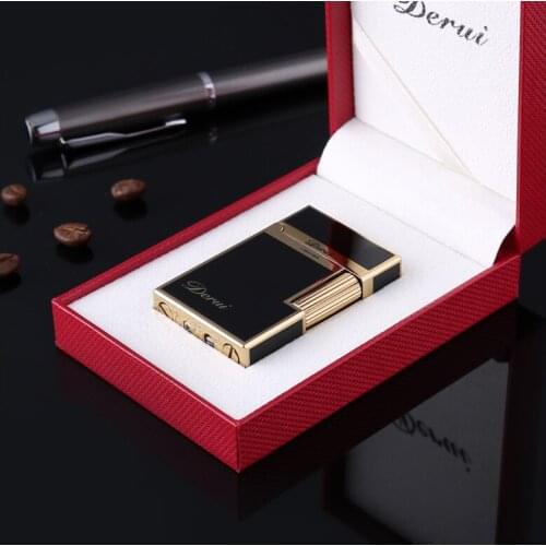 Super Thin Copper Grinding Wheel Sideslip Open Flame Inflatable Gas Lighter Personalized Gift For Men