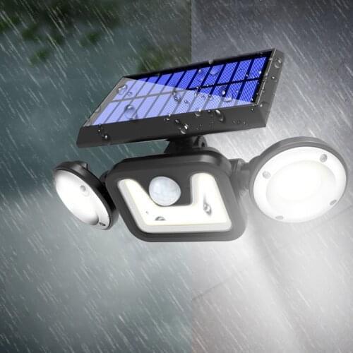 83 LED Solar Powered Light Outdoor 3 Head Motion Sensor Sunlight Waterproof Solar Wall Lamp Garden Decoration Yard Path Lighting