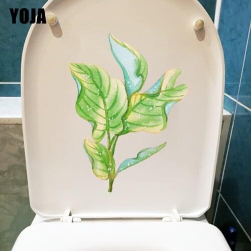 YOJA 18X23.6CM Tropical Plant Foliage Toilet Seat Stickers Fresh Home Room Wall Decor Decal T1-1641