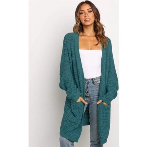 WomenS Knitted Jacket Loose Style With Pockets Solid Color Cardigan 2021 Spring And Autumn New Casual Temperament Home Simple