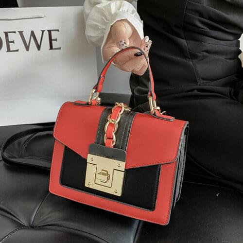 Female Brand Chain Crossbody Bags Fashion Hit Color Shoulder Bag Simple All-match Handbag Luxury Texture Purse Small Square Bags