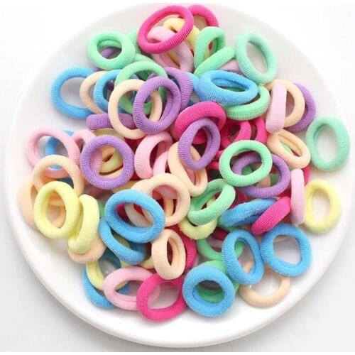 100pcs Kid Small Hair Tie Baby Girl Children Headbands Colorful Elastic Hair Bands Nylon Scrunchie Hair Rope Hair Accessories