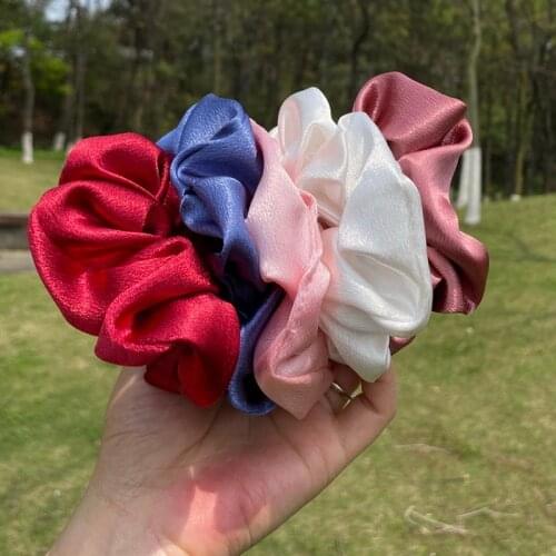 2pcs /pack Girls Korea colorful Silk hair band elastic Satin scrunchie set women Mickey crunchy hair tie rope headband Headwear