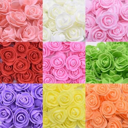 200pcs Multicolor Rose Artificial PE Foam Rose Flower Heads DIY Wreath Garlands Accessories Wedding Birthday Party Decorations