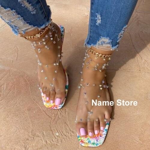 2021 Fashion Rivet Sandals Open Toe Flat Womens Shoes Outdoor Strappy Summer Womens Sandals Plus Size