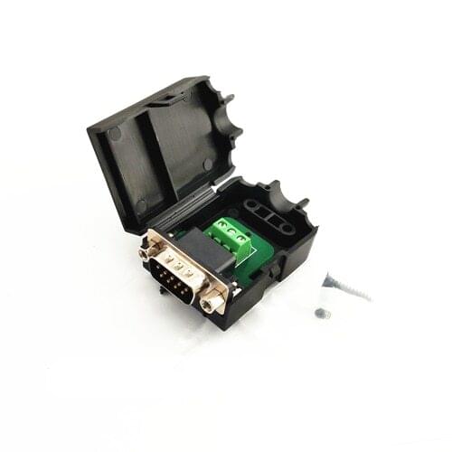 5Pcs Sample Nuts Type Right Angle Male Female DB9 D-sub Connector To 3 Pins Terminal PCB Adapter Module With Cover, RS232, TLL