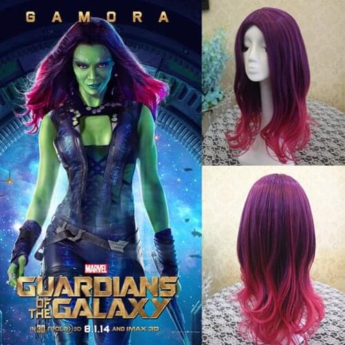 60cm Curly High Quality Guardians of The Galaxy Gamora Cosplay Wig + Wig Cap