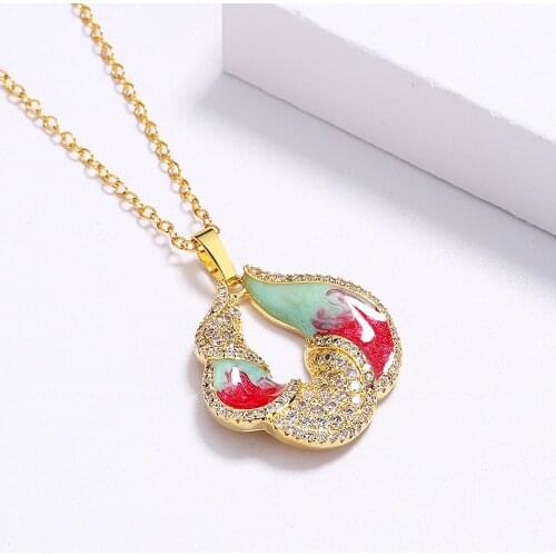 925 Silver Colorful Enamel Epoxy White Zircon Pendant Necklace For Ladies Birthday Party High Quality Fashion Jewelry Gift