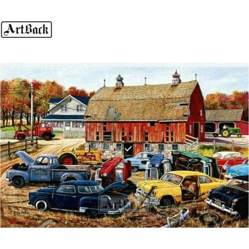 Full square diamond painting car house 5d diy diamond mosaic landscape cross stitch diamond embroidery crafts stickers