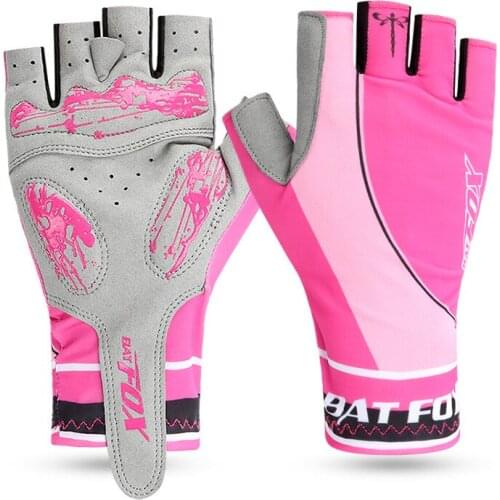 BATFOX Bicycle Gloves For Women Summer Breathable Half Finger Cycling Gloves MTB Bike Outdoor Sport Gloves elastic Anti-UV