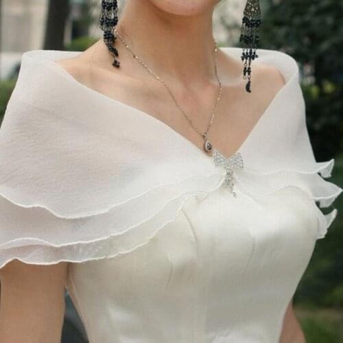 White Elegant Multi Layer Tulle Shawl Rhinestones Wedding Wrap Bridal Seersucker Short Coat Fairy Marriage Accessories