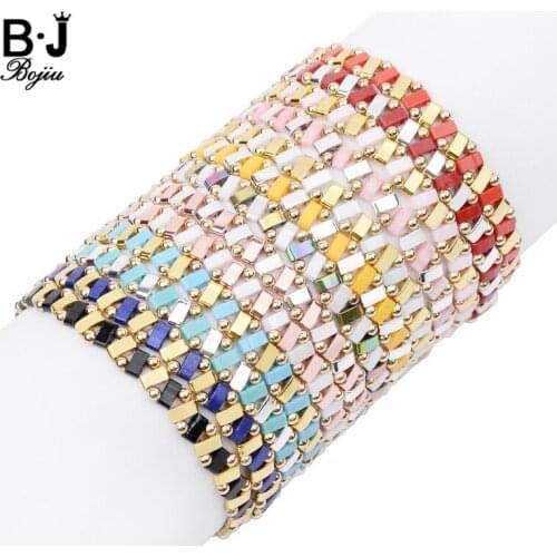 BOJIU Boho Multicolor Miyuki Tila Beads Bracelets For Women Summer Beach Jewelry Gold Loom Delica Beads Bracelet Lady Gift BC353