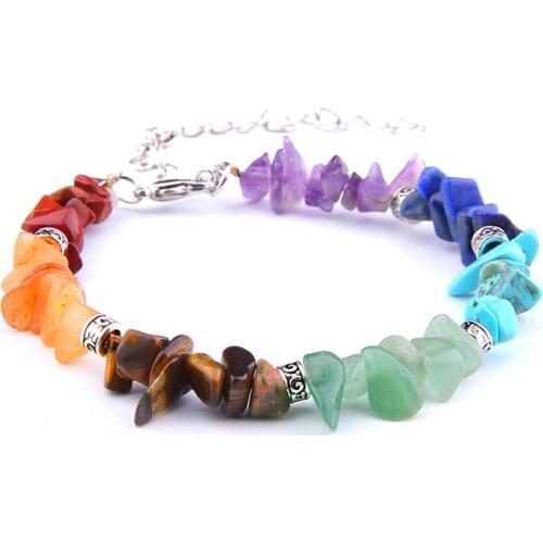 Natural Chakra Healing Energy Bracelets Women Amethysts/ Tiger Eye Stone/Turquoises/Tourmaline Chips Beads Bracelet Jewelry Gift