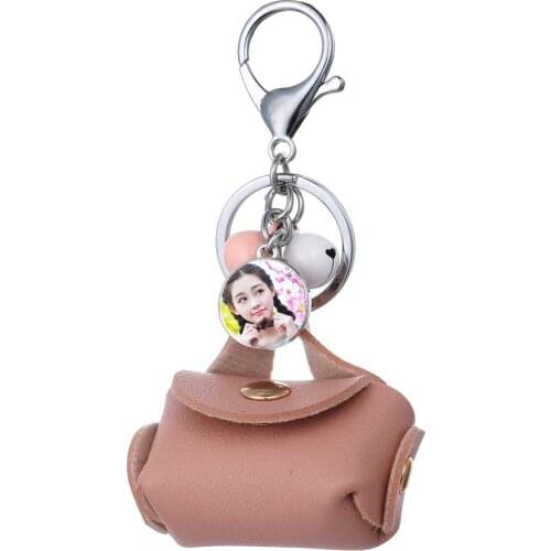 Button keychains for dye sublimation leather key chain jewelry for women heat transfer blank consumables diy blank supplies 001