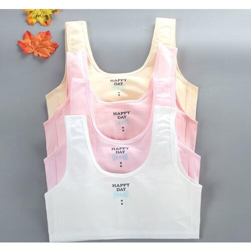 Girl Bra Teen Crop Top Underwear Puberty Vest 7-14yrs Undies Lingerie Cotton Sport Training Bra Letter Prt 10 12 Layered Topic