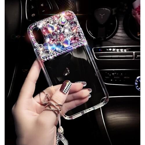 For Samsung Galaxy J3 J5 J4 J6 J7 J8 plus 2018 A6 A8 A7 A5 A3 prime pro Colorful Bling rhinestone crystal strap phone case cover