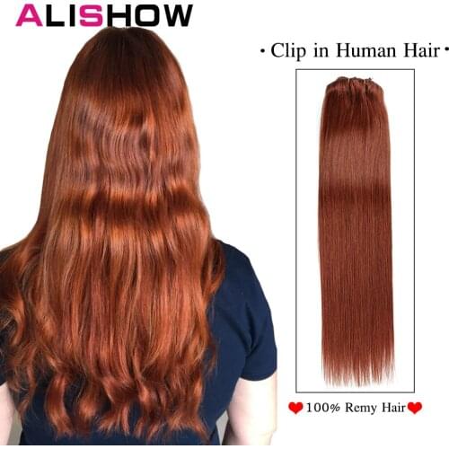 Clip in Human Hair Extensions Double Weft Brazilian Straight Machine Made Remy Clip In Hair Extensions