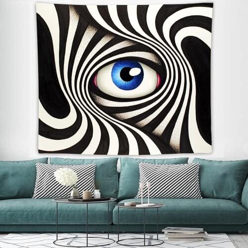 Black and White Tapestry Abstract Eye Wall Tapestry Trippy Psychedelic Tapestry Wall Hanging Wall Decor Art Tapestry Bedroom