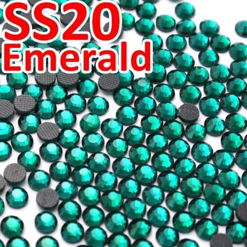 Color Emerald,Size ss20(4.6-4.8mm) Good Quality Glass DMC Hot Fix Rhinestone,1440pcs/bag/lot ,Flat back with glue Hot Fix STONE