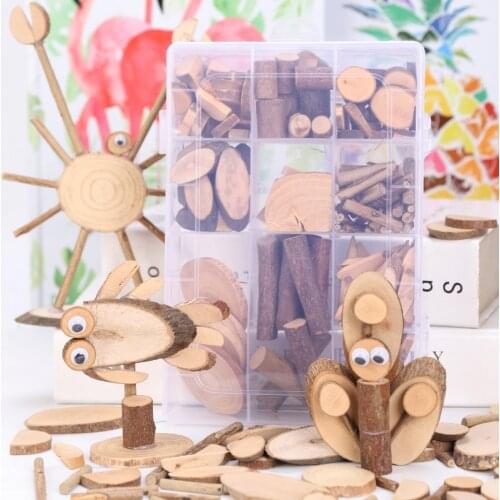 Kindergarten Handmade Creative DIY Materials Short Wood Small Round Wood Chip Gift Box Natural Branches