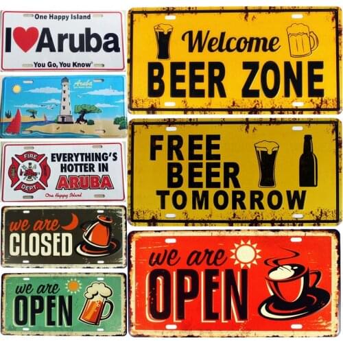 WELCOME BEER ZONE Vintage Metal Tin Signs Car Bar Garage Cafe Decor Wall Painting Art Poster Iron Billboard Plates Plaque
