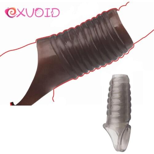 EXVOID Penis Sleeve Dildo Enlargement Delay Ejaculation Sex Toys for Men Penis Erection Cock Ring Reusable Condom