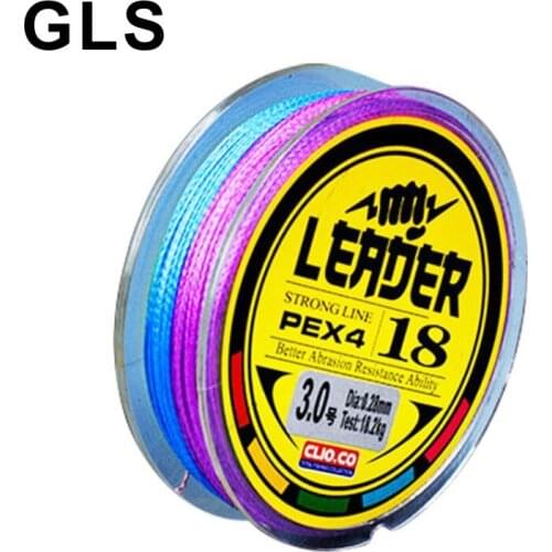 GLS brand 50 meters imported raw material colorful PE four strands braided wire tensile value 4.8-40.2KG fishing line