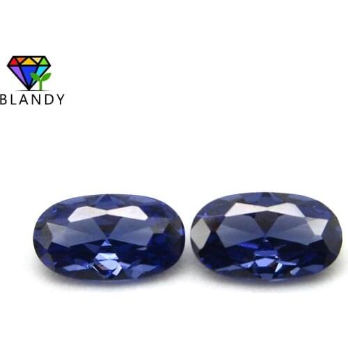 2x3~10x12mm Oval Shape Blue Cubic Zirconia Brilliant Cut Loose Dark Blue CZ Stone Synthetic Gems For Jewelry
