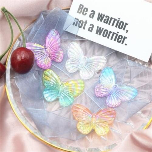Julie Wang 10PCS Acrylic Butterfly Charms Mixed Color Translucent Colorful Insect Pendant Jewelry Making Accessory Decor