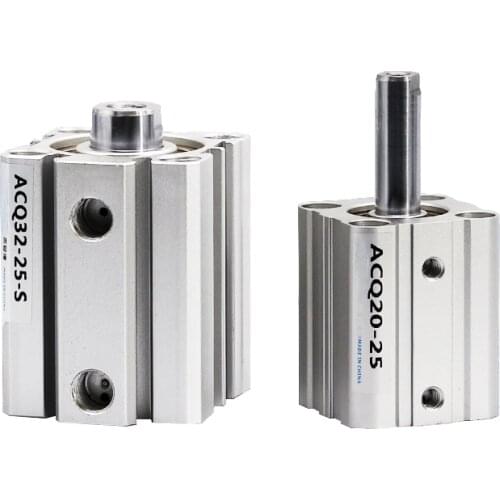 China ACQ25 Bore 25mm Stroke 5-100mm Piston Compact Pneumatic Air Double Acting Cylinders