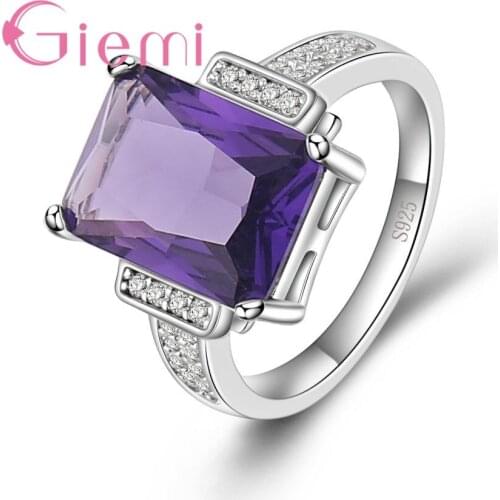 Classical Good Selling Genuine 925 Sterling Silver Best Purple Cubic Zirconia Stone Finger Rings For Women Men Jewelry