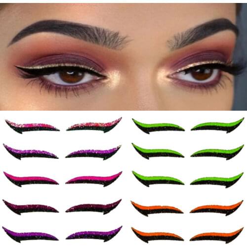 Colorful Reusable Shiny Eyeliner Stickers Cat Eye Makeup Double Eyelid Line Patch Wing-Tip Eyeliner Sticker Makeup Tools 6pairs