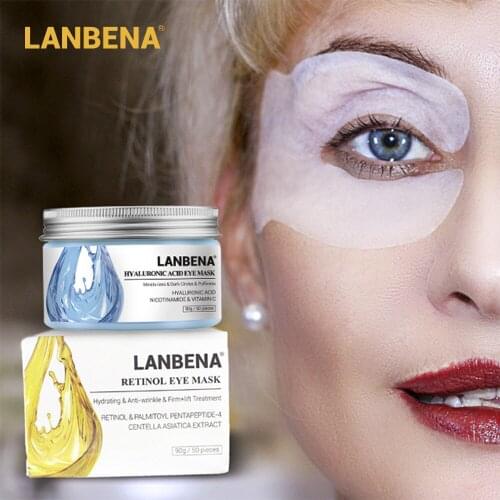 LANBENA Retinol Eye Mask Hyaluronic Acid Eye Patches Serum Reduces Dark Circles Bags Eye Lines Repair Nourish Firming Skin Care
