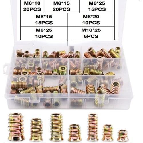 Metal Hexagon Hex Socket Head Embedded Insert Nut Group T-Nut Outside Thread Zinc-alloy Embedded Hex Nut Wood Furniture Nut