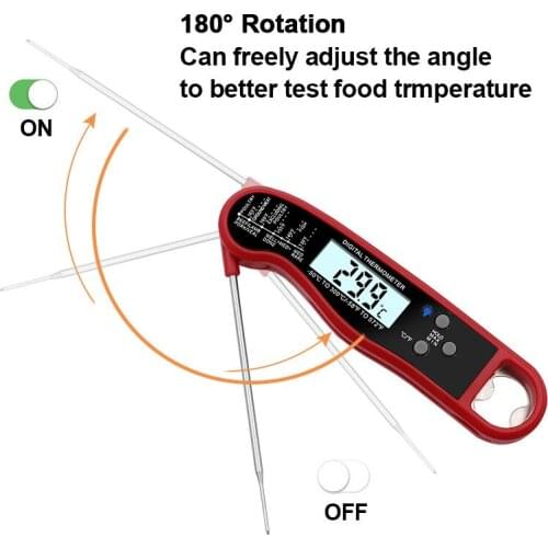 Instant Read Meat Thermometer Foldable Probe Digital Cooking Thermometer with Backlight Precise ℃/℉ for Food Liquid KI