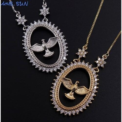 MHS.SUN 2020 Fashion Eagle Pendant Necklace With Cubic Zircon Jewelry Luxury AAA CZ Chain Necklace For Female Party Gift 1PC