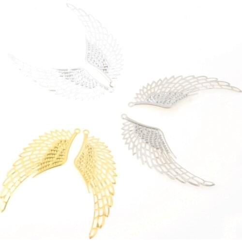 MIAOCHI DIY 20Pcs Gold/White K/Silver Filigree Wing Wraps Connectors Metal Crafts Decoration DIY Findings Connectors 24*70mm