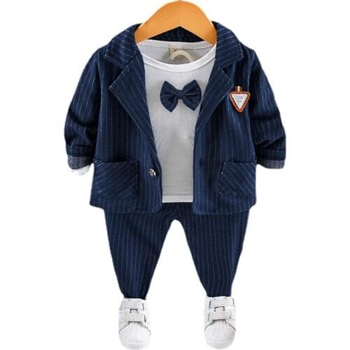 Fashion Autumn Children Clothes Baby Clothing Boys Cotton Coat T-Shirt Pants 3Pcs/Sets Toddler Gentleman Costume Kids Tracksuits