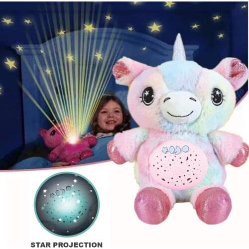 Stuffed Animal With Light Projector With Music In Belly Comforting Toy Plush Toy Night Light Cuddly Bear Christmas Gift for Kids