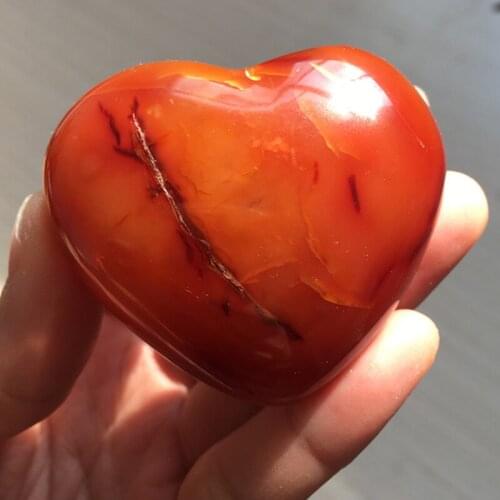 100-120g natural red agate Heart Polished Love Crystal reiki healing Madagascar red agate gemstone wholesale as gift