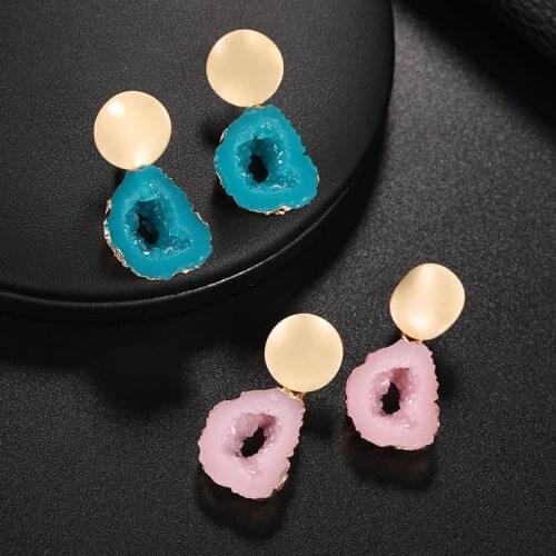 New Arrival Colorful Irregular Natural Stone Dangle Earrings Fashion Trend Drop Earring for Women Wholesale Jewelry