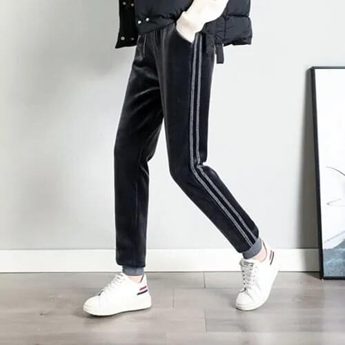 New Women Autumn Winter Sweatpants Solid Plus Velvet Resilience Warm Fleece Trousers Female Sport Casual Slim Running Pantalones