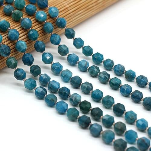 Wholesale Natural Cost-effective Blue Apatite Smooth Round Loose Fashion Gem Stone Beads for Jewelry Making DIY 8mm