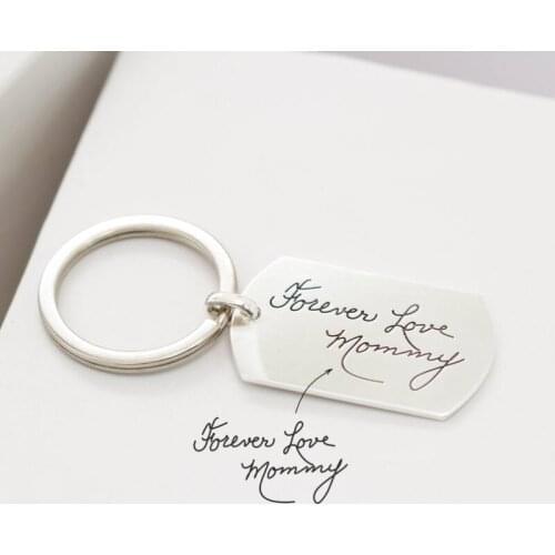 Personalized Gift for Dad Handwriting Keychain Engraved Signature Dogtag Custom Handwriting Tag Military Dog Tag Uncle Gift